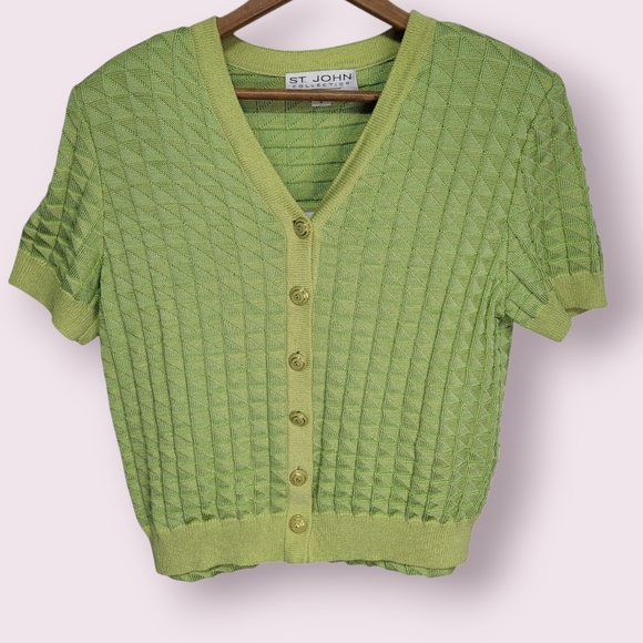 St. John Collection Sweaters - St. John Collection Green Short Sleeve Sweater Set Size S Flawed